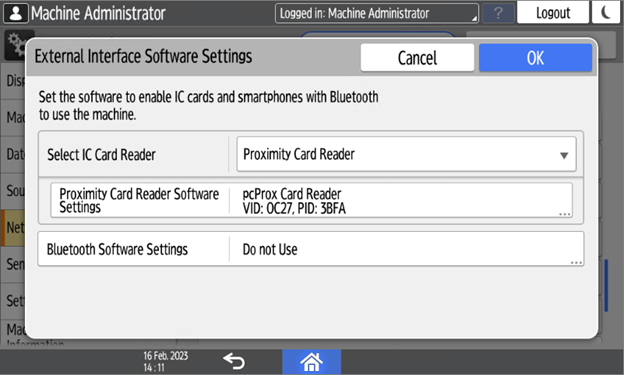 Proximity Card Reader Software Settings