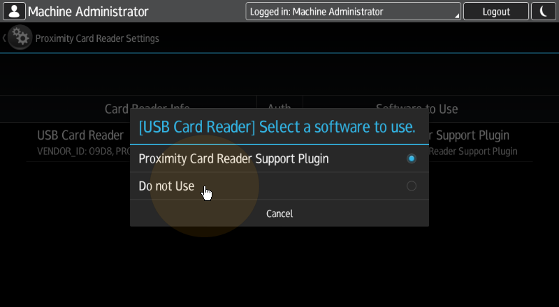 Deactivating the card reader