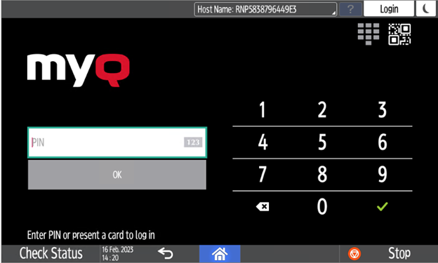 MyQ Logo on the terminal