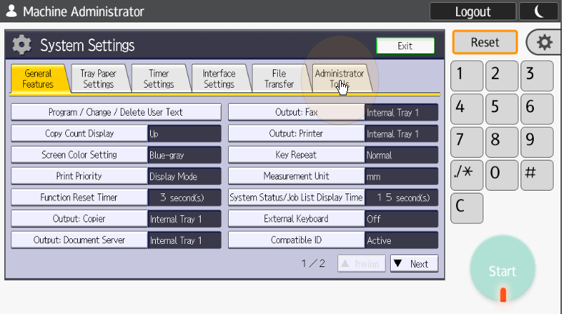 Administrator tools on the admin menu