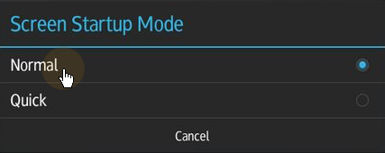 Setting normal screen startup  mode on the admin menu