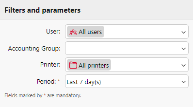 Filters and parameters on the Design sub-tab of the report's editing panel
