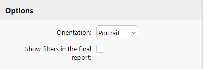 Orientation setting on the Design sub-tab of the report's editing panel