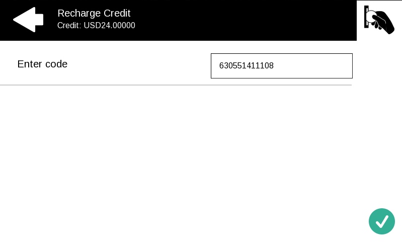 Recharge credit on the terminal