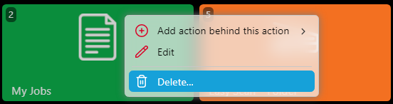 Deleting an action node from the terminal screen preview