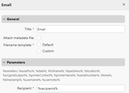 Custom destination settings