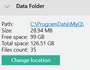 Data folder settings in MyQ Easy Config
