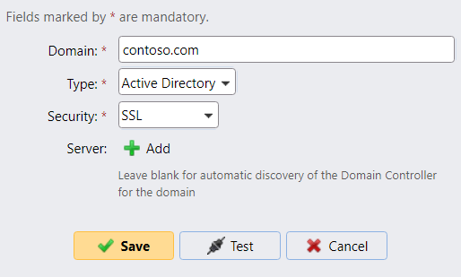 LDAP settings in MyQ web UI