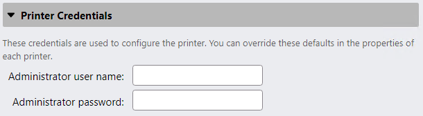 Printer credentials settings