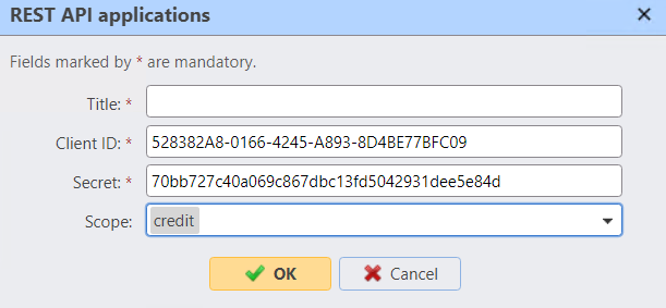 REST API settings in the MyQ web UI