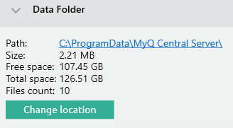 Data folder properties in MyQ Easy Config