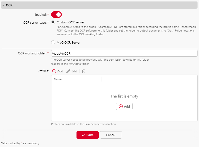 Enabling OCR