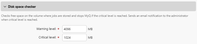 Disk space checker