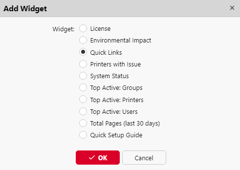 Adding a new widget window