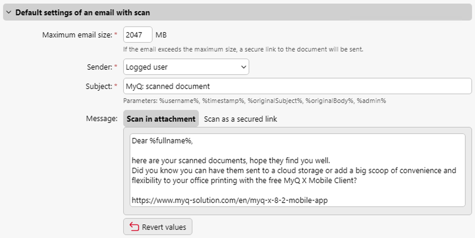 MyQ - emails with scan