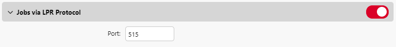 Jobs via LPR protocol settings