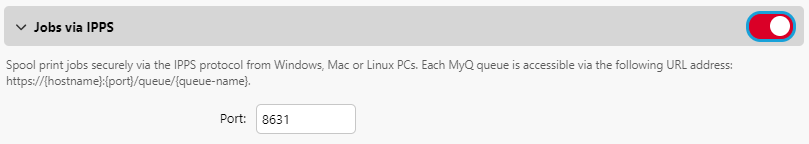 Jobs via IPPS settings