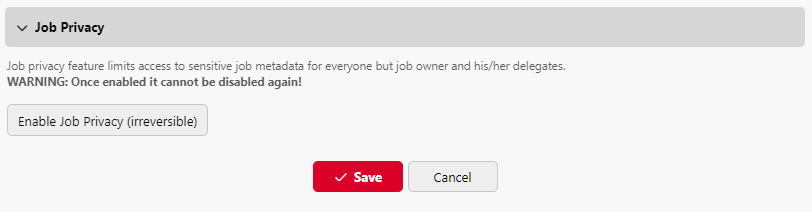 Job privacy settings