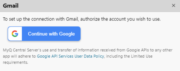 Gmail connection settings