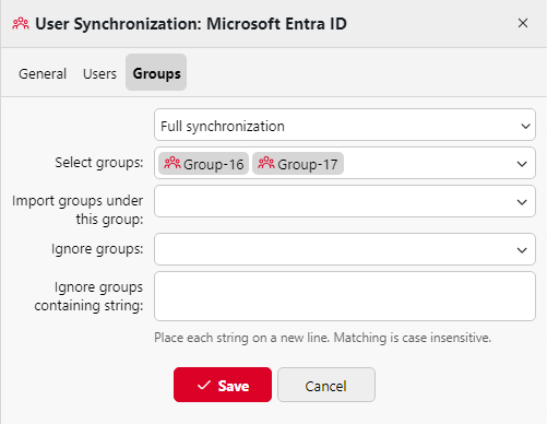 groups tab options