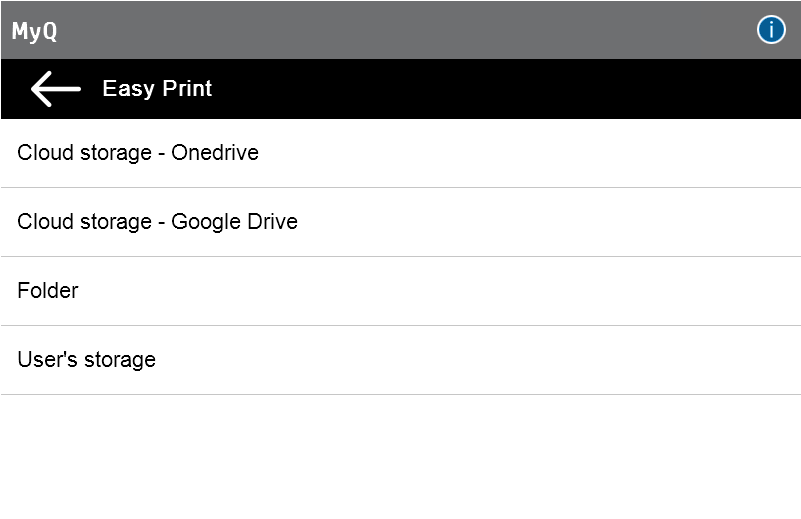 Easy Print storage selection