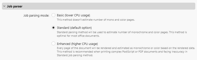 Job parser settings