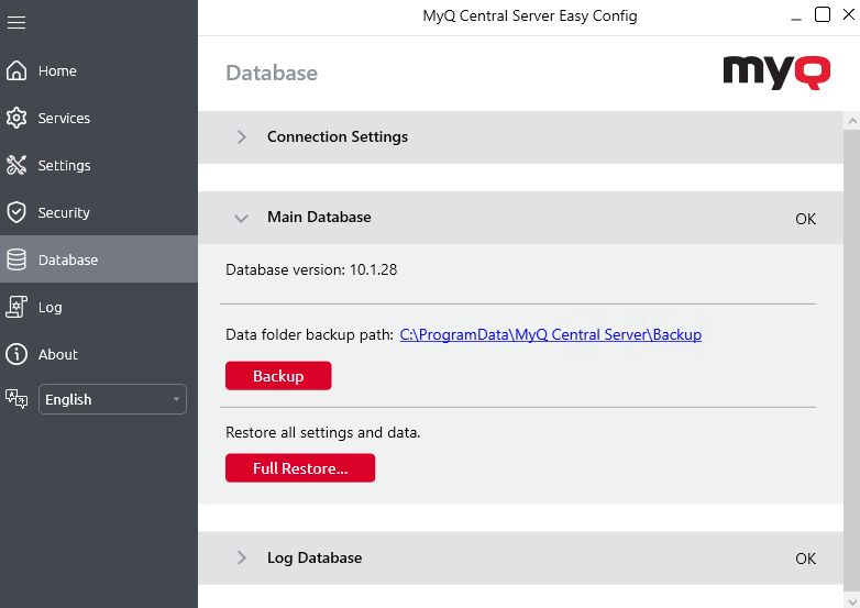 Database backup and restore