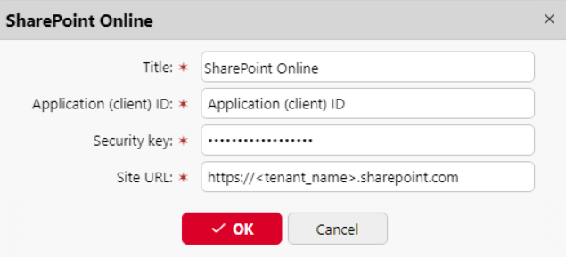 SharePoint connection settings