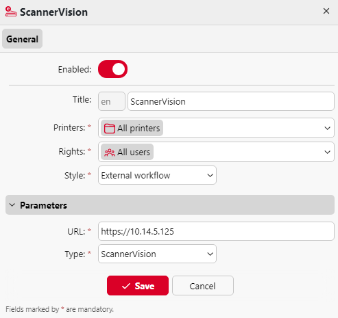 External Workflow properties