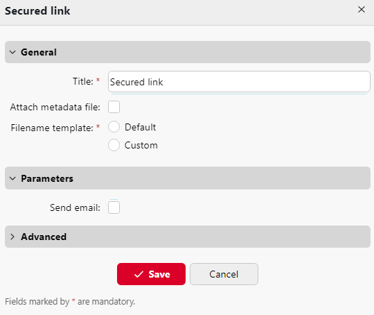 Scan to secured link settings