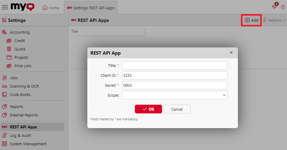 Adding a REST API App