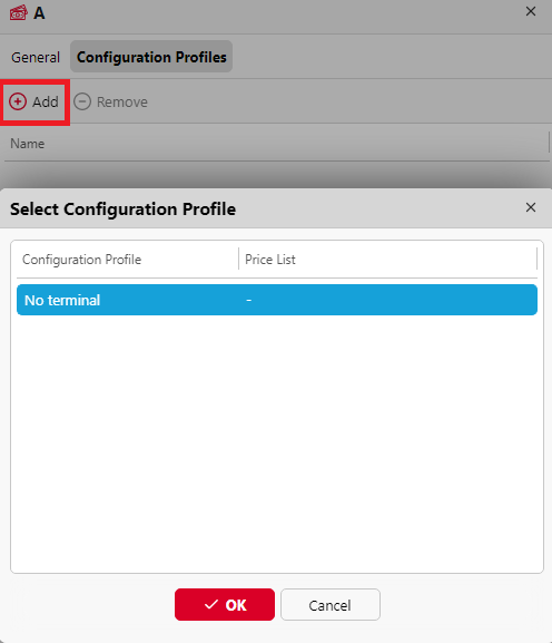 Adding a Price list to a configuration profile