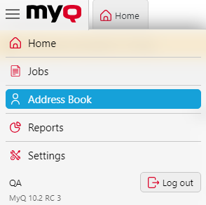 Address Book in the MyQ menu