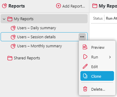 Cloning reports