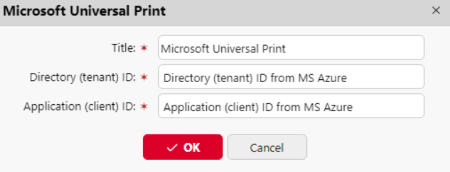 MS UP connection settings