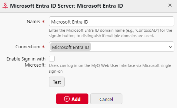 MS Entra Server settings