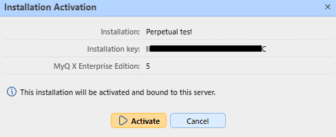 Installation activation overview - activate button