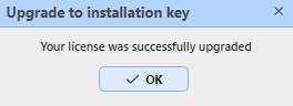 Your license was successfully upgraded message