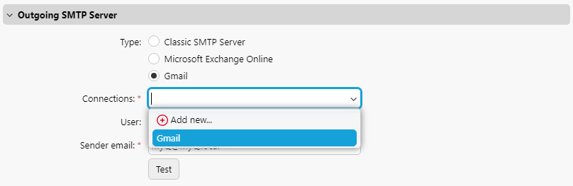 Adding a Gmail SMTP server