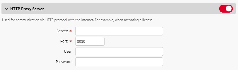 HTTP Proxy Server settings