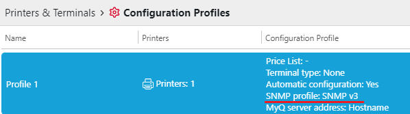 Example of a configuration profile with SNMP