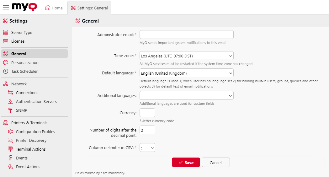 General Settings tab