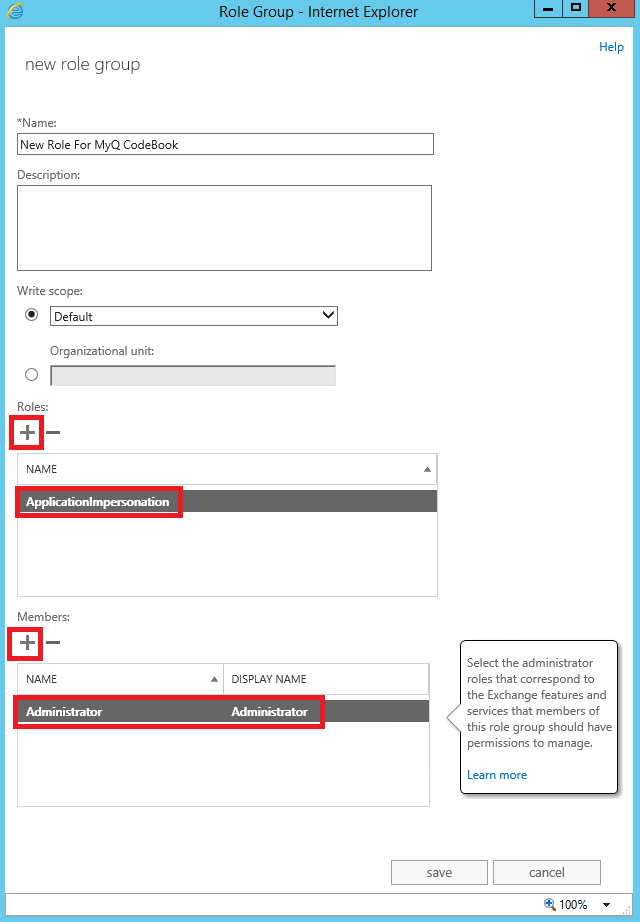 Exchange settings