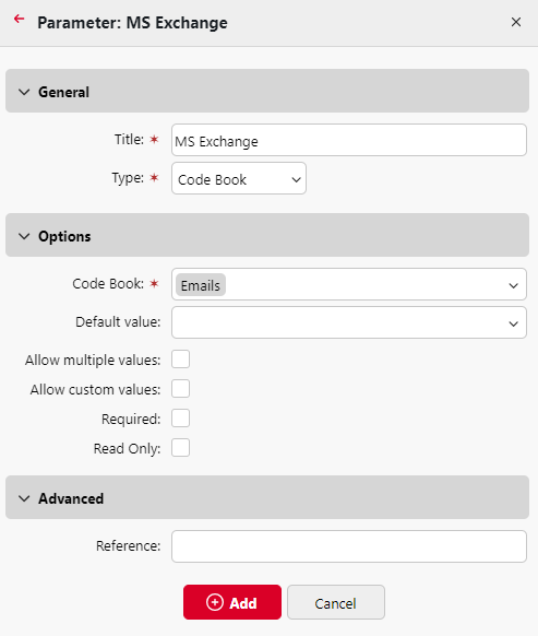 Setting up MS Exchange Code Books on a MyQ scan profile