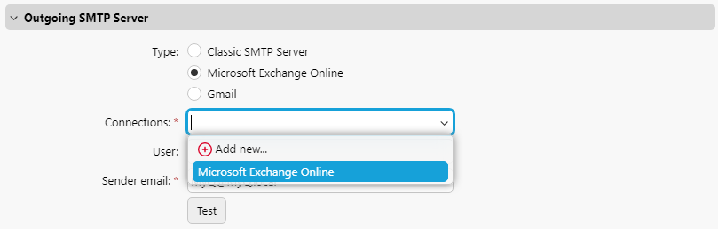 Adding an MS Exchange SMTP server