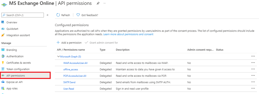 API permissions