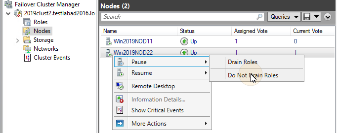 Pausing the active node