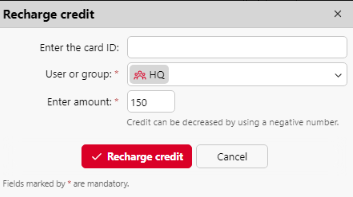 Credit recharge settings