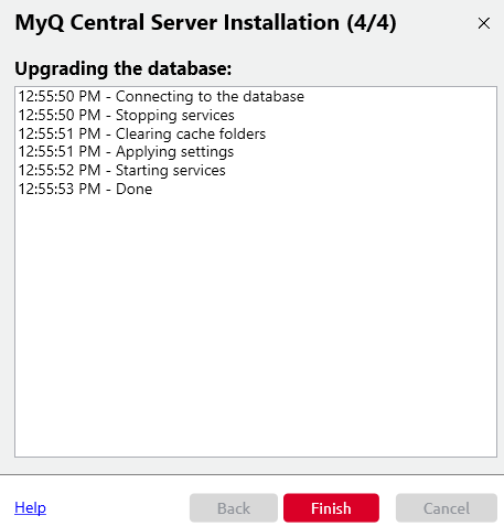 MyQ Central Server Installation - finish