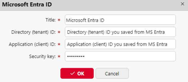 MS Entra connection properties